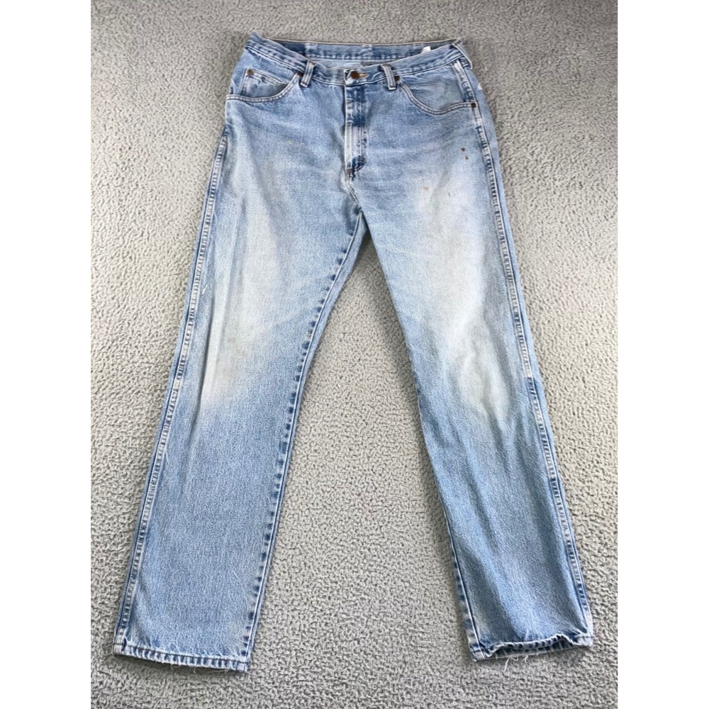 Vtg Wrangler Straight Leg Jeans Men 35x34 Grunge 90s Thrashed Western Fit 32x32